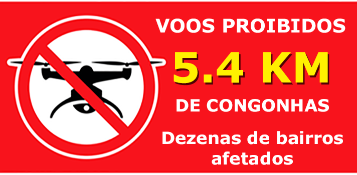 Aeroporto de Congonhas. Drone Proibido no raio de 5,4 KM (3 milhas)